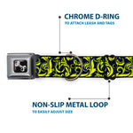 Dog Bone Seatbelt Buckle Collar - Filigree Navy/Yellow