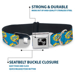 Dog Bone Seatbelt Buckle Collar - Fist Pump Baby Blue/Yellow