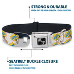 Dog Bone Seatbelt Buckle Collar - Fist Pump White/Yellow
