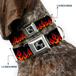 Dog Bone Seatbelt Buckle Collar - Flames Black/Orange/Red