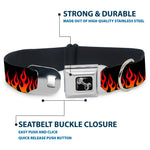 Dog Bone Seatbelt Buckle Collar - Flames Black/Orange/Red