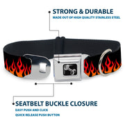 Dog Bone Seatbelt Buckle Collar - Flames Black/Orange/Red