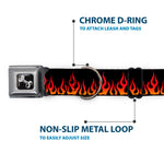 Dog Bone Seatbelt Buckle Collar - Flames Black/Orange/Red