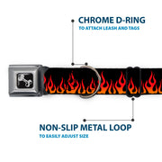 Dog Bone Seatbelt Buckle Collar - Flames Black/Orange/Red