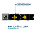 Load image into Gallery viewer, Dog Bone Seatbelt Buckle Collar - Fleur-de-Lis Black/Yellow