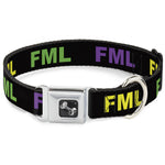 Buckle-Down Seatbelt Buckle Dog Collar - FML Black/Yellow/Green/Purple