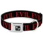 Dog Bone Seatbelt Buckle Collar - Flaming EVIL Black/Red