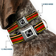 Dog Bone Seatbelt Buckle Collar - Fine Stripes Black/Yellows/Orange/Red/White