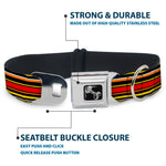 Dog Bone Seatbelt Buckle Collar - Fine Stripes Black/Yellows/Orange/Red/White