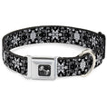 Load image into Gallery viewer, Dog Bone Seatbelt Buckle Collar - Floral Collage Black/Gray/White