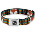 Load image into Gallery viewer, Dog Bone Seatbelt Buckle Collar - Fox Face/Stripes Black/Multi Color