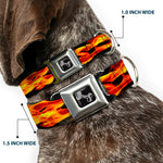 Dog Bone Seatbelt Buckle Collar - Flames Vivid Black/Orange