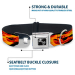 Dog Bone Seatbelt Buckle Collar - Flames Vivid Black/Orange