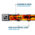 Load image into Gallery viewer, Dog Bone Seatbelt Buckle Collar - Flames Vivid Black/Orange