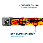 Dog Bone Seatbelt Buckle Collar - Flames Vivid Black/Orange