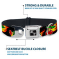 Load image into Gallery viewer, Dog Bone Seatbelt Buckle Collar - Flaming Cherries Scattered Black