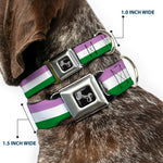Dog Bone Seatbelt Buckle Collar - Flag Genderqueer Lavender/White/Green