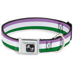 Dog Bone Seatbelt Buckle Collar - Flag Genderqueer Lavender/White/Green