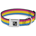 Load image into Gallery viewer, Dog Bone Seatbelt Buckle Collar - Flag Pansexual Pink/Yellow/Blue