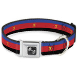 Dog Bone Seatbelt Buckle Collar - Flag Polyamorous Pi Symbol Blue/Red/Black/Yellow