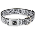 Load image into Gallery viewer, Dog Bone Seatbelt Buckle Collar - Floral Paisley3 White/Black