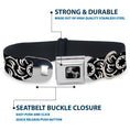 Load image into Gallery viewer, Dog Bone Seatbelt Buckle Collar - Floral Pinwheel Black/White
