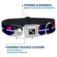 Load image into Gallery viewer, Dog Bone Seatbelt Buckle Collar - Flag Leather Black/Blue/Red/White