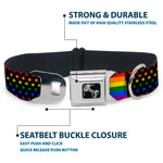 Dog Bone Seatbelt Buckle Collar - Flag American Pride Rainbow/Black