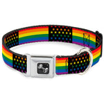 Dog Bone Seatbelt Buckle Collar - Flag American Pride Rainbow/Black