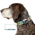 Dog Bone Seatbelt Buckle Collar - Flip Flops2 Aqua/Multi Color