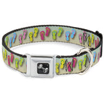 Dog Bone Seatbelt Buckle Collar - Flip Flops2 Aqua/Multi Color