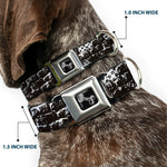 Dog Bone Seatbelt Buckle Collar - Grunge Bricks Black/White