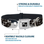 Dog Bone Seatbelt Buckle Collar - Grunge Bricks Black/White