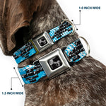 Dog Bone Seatbelt Buckle Collar - Grunge Bricks Blue