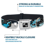 Dog Bone Seatbelt Buckle Collar - Grunge Bricks Blue
