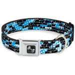 Dog Bone Seatbelt Buckle Collar - Grunge Bricks Blue