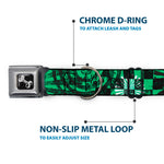 Dog Bone Seatbelt Buckle Collar - Grunge Chaos Green