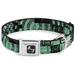 Dog Bone Seatbelt Buckle Collar - Grunge Chaos Green