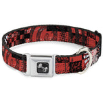Dog Bone Seatbelt Buckle Collar - Grunge Chaos Red