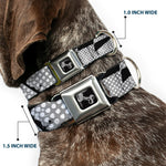 Dog Bone Seatbelt Buckle Collar - Grunge Checker Flag Black/White
