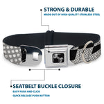 Dog Bone Seatbelt Buckle Collar - Grunge Checker Flag Black/White