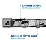 Dog Bone Seatbelt Buckle Collar - Grunge Checker Flag Black/White