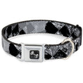 Load image into Gallery viewer, Dog Bone Seatbelt Buckle Collar - Grunge Checker Flag Black/White