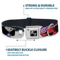 Load image into Gallery viewer, Dog Bone Seatbelt Buckle Collar - Grunge Checker Flag Blue/Red