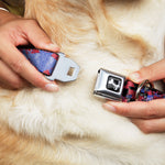 Dog Bone Seatbelt Buckle Collar - Grunge Checker Flag Blue/Red