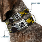 Dog Bone Seatbelt Buckle Collar - Grunge Checker Flag Green