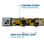 Dog Bone Seatbelt Buckle Collar - Grunge Checker Flag Green