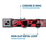 Dog Bone Seatbelt Buckle Collar - Grunge Checker Flag Red