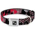 Load image into Gallery viewer, Dog Bone Seatbelt Buckle Collar - Grunge Checker Flag Red