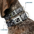 Load image into Gallery viewer, Dog Bone Seatbelt Buckle Collar - Grunge Gears Black/White